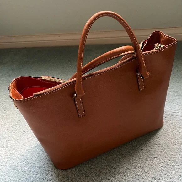 Dooney & Bourke Tan Leather Briefcase - Picture 2 of 5